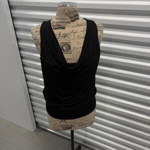 Bebe Black Cowl Neck Draped Sleeveless Tank Top Women's Size S